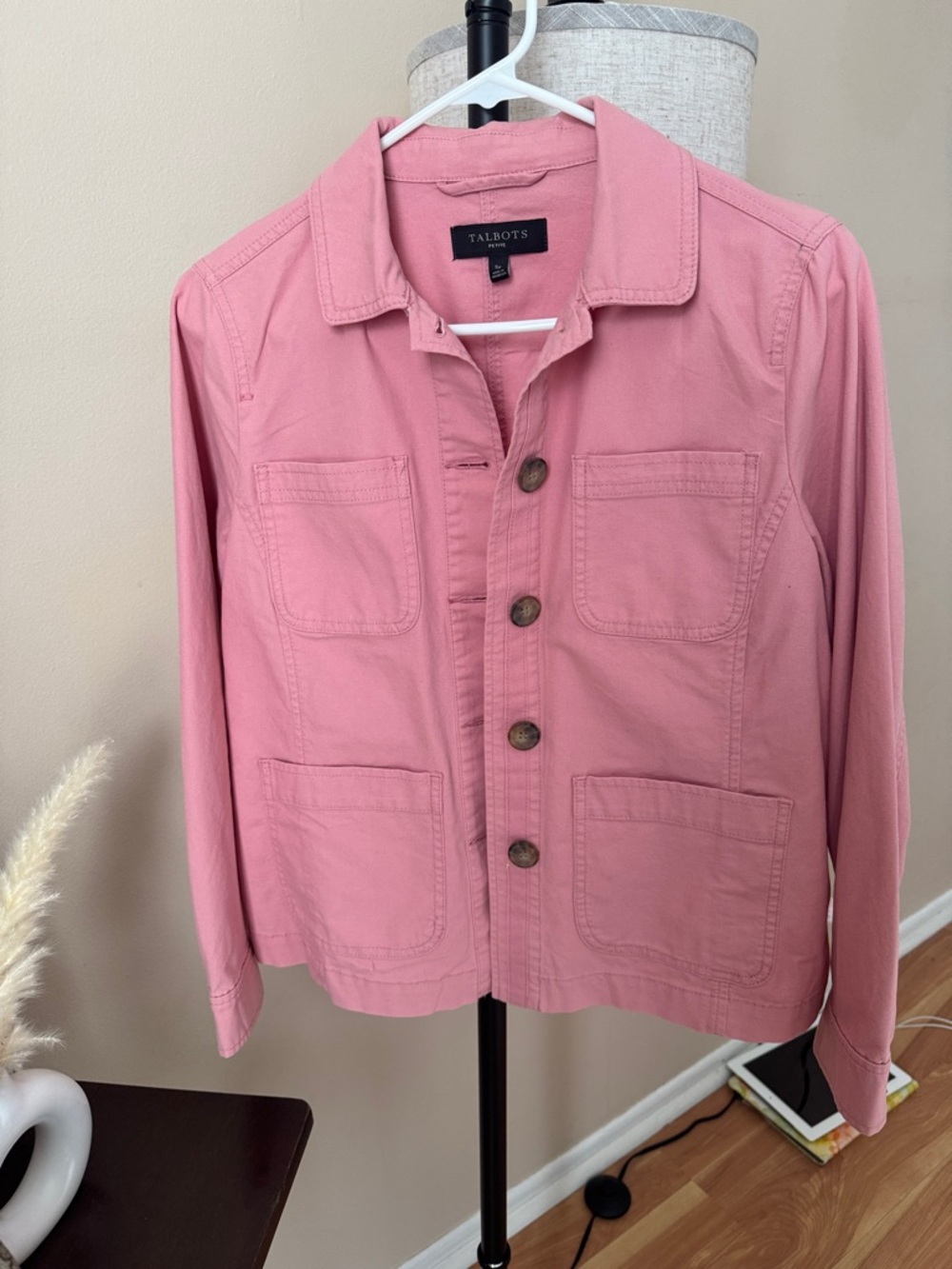 Talbots Pink Cotton Button-Front Utility Jacket - Picture 4 of 4